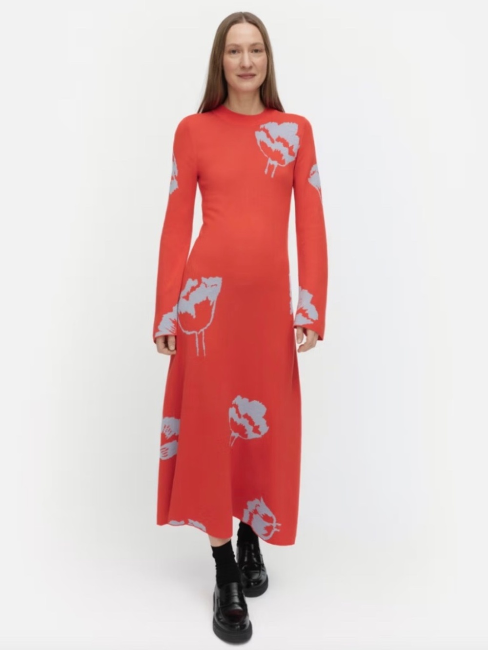 Women's Marimekko Wool Blend Leikku Knit Midi Dress Sz XS